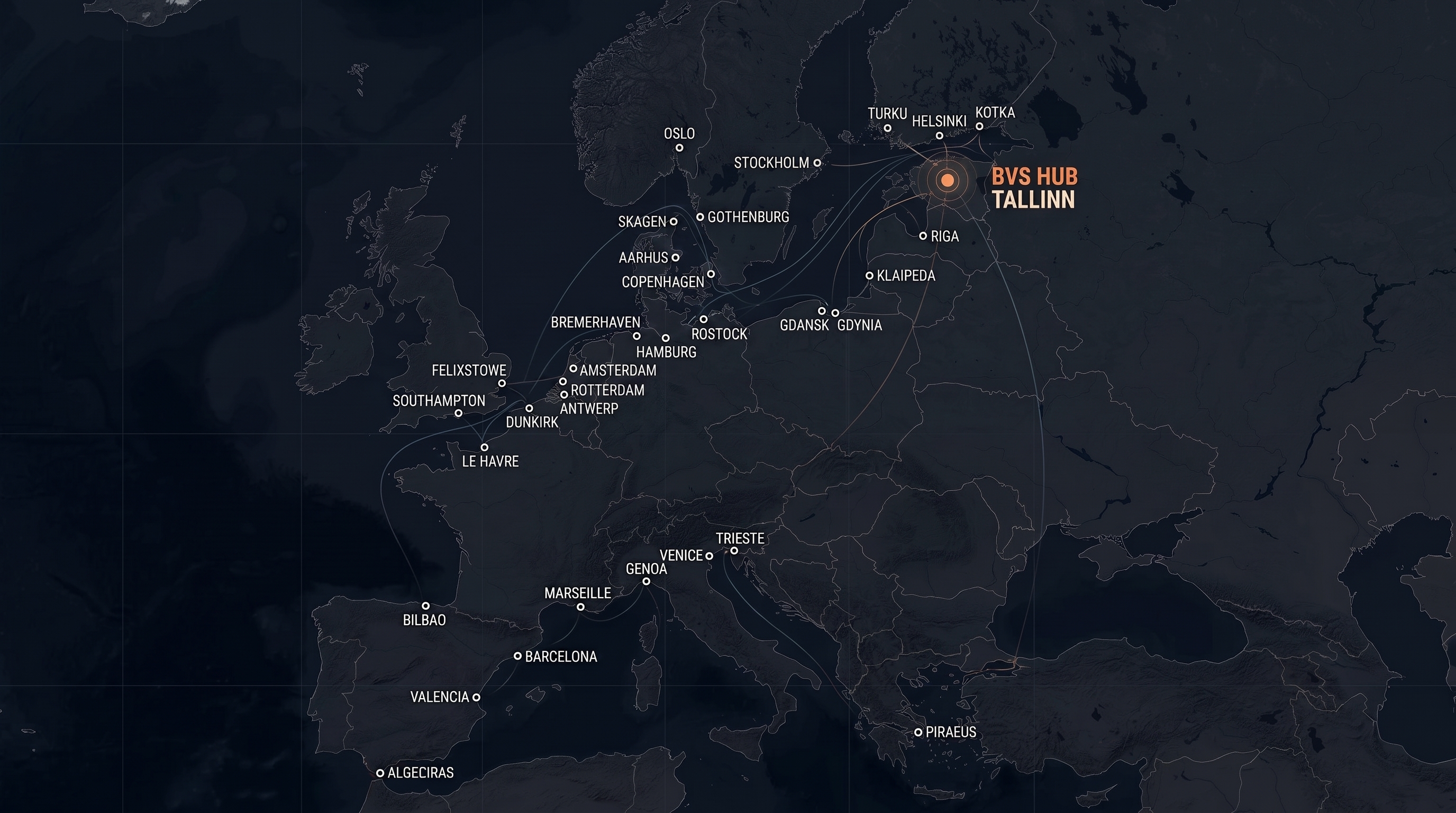 European sourcing network converging on the BVS hub in Tallinn